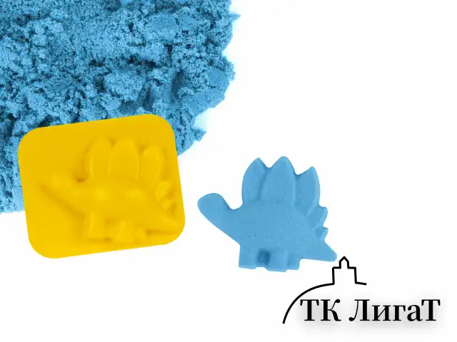 Песок для лепки кинетический ЮНЛАНДИЯ, синий, 500 г, 2 формочки, ведерко, 104996