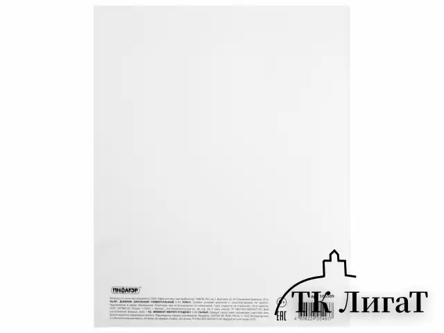 Дневник 1-11 класс 40 л., на скобе, ПИФАГОР, обложка картон, БЕЛЫЙ, 105509