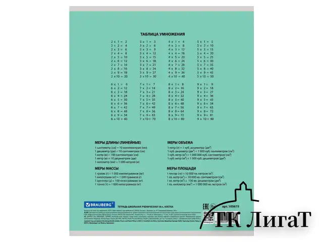 Тетрадь 18 л. BRAUBERG "ЭКО", клетка, обложка плотная мелованная бумага, ЗЕЛЕНАЯ ПАСТЕЛЬНАЯ, 105675