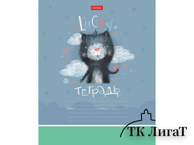 Тетрадь 12 л. HATBER клетка, обложка картон, "Счастливчики" (микс в спайке), 067954, 12Т5В1