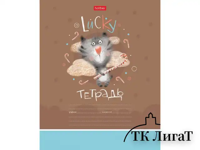 Тетрадь 12 л. HATBER клетка, обложка картон, "Счастливчики" (микс в спайке), 067954, 12Т5В1
