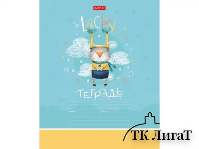 Тетрадь 12 л. HATBER клетка, обложка картон, "Счастливчики" (микс в спайке), 067954, 12Т5В1