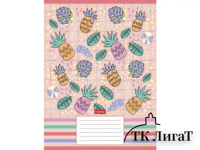 Тетрадь 18 л., HATBER, клетка, обложка картон, "Фруктис" (микс в спайке), 068439, 18Т5В1
