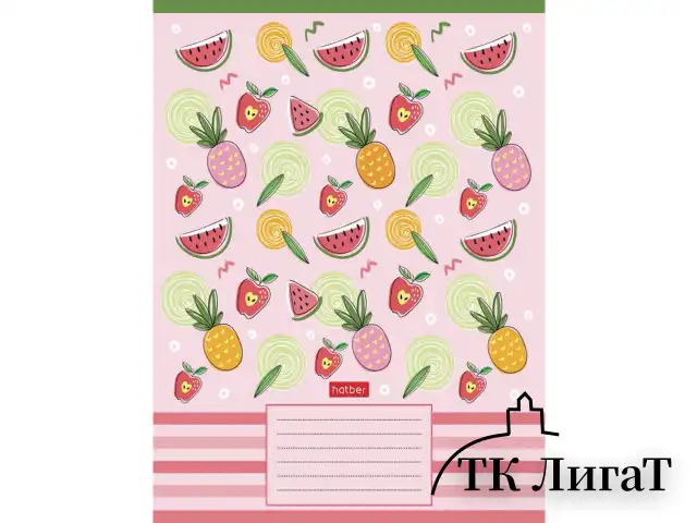 Тетрадь 18 л., HATBER, клетка, обложка картон, "Фруктис" (микс в спайке), 068439, 18Т5В1