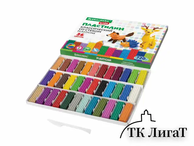 Пластилин классический BRAUBERG KIDS, 36 цветов, 720 г, стек, ВЫСШЕЕ КАЧЕСТВО, 106438