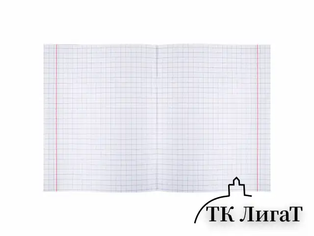 Тетрадь ЗЕЛЁНАЯ обложка 12 л., крупная клетка с полями, офсет, "ПЗБМ", 19957