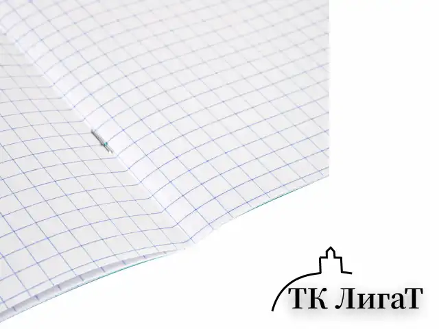 Тетрадь ЗЕЛЁНАЯ обложка 12 л., крупная клетка с полями, офсет, "ПЗБМ", 19957