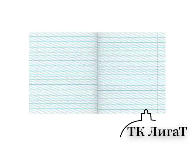 Тетрадь ЗЕЛЁНАЯ обложка 12 л., частая косая линия с полями, офсет, "ПЗБМ", 018244