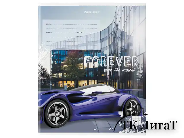 Тетрадь 18 л. BRAUBERG клетка, обложка картон, "SPORTS CAR", 106479