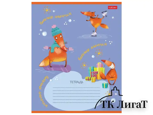 Тетрадь 18 л. HATBER клетка, обложка картон, "Fox Rules" (5 видов в спайке), 18Т5В1