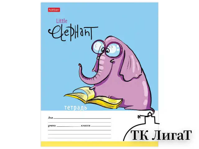 Тетрадь 12 л. HATBER клетка, обложка картон, "Little Elephant" (5 видов в спайке), 12Т5В1