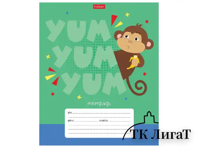 Тетрадь 12 л. HATBER клетка, обложка картон, "Ррррычалки" (5 видов в спайке), 12Т5В1