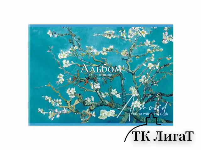 Альбом для рисования А4, 40 листов, скоба, обложка картон, BRAUBERG, 203х288 мм, "МИРОВЫЕ ШЕДЕВРЫ" (4 вида), 107117