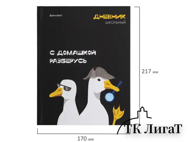 Дневник 5-11 класс 48 л., твердый, BRAUBERG, матовая ламинация, с подсказом, "Гуси", 107183