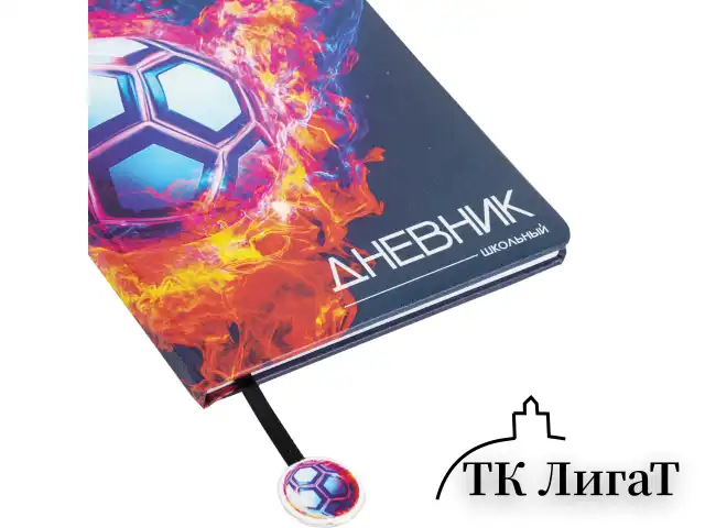 Дневник 1-11 класс 48 л., кожзам (твердая с поролоном), печать, ляссе с аппликацией, BRAUBERG, "Футбол", 107234