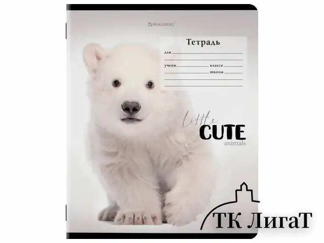 Тетрадь 12 л. BRAUBERG, клетка, обложка картон, CUTE ANIMALS, 107266