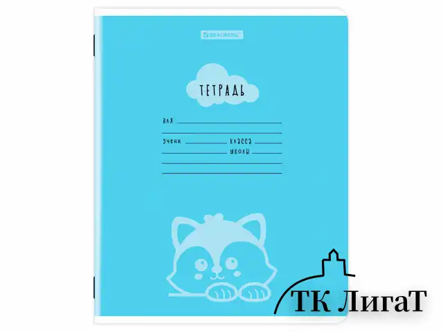 Тетрадь 12 л. BRAUBERG клетка, обложка картон, УШИ-ЛАПЫ-НОС, 107278