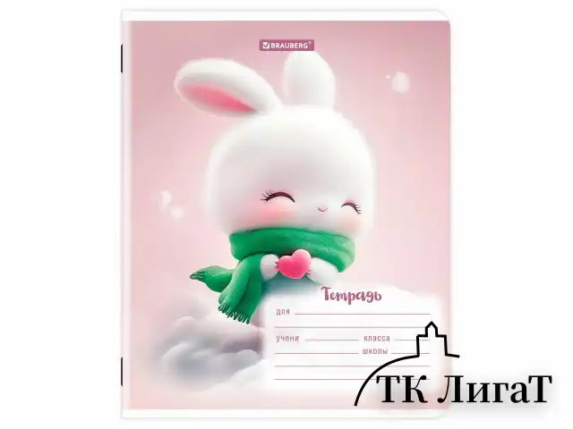 Тетрадь 12 л. BRAUBERG, линия, обложка картон, МИЛЫЕ ЗВЕРУШКИ, 107287