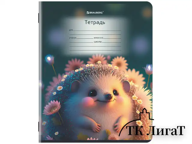 Тетрадь 12 л. BRAUBERG, косая линия, обложка картон, ЗВЕРУШКИ, 107289