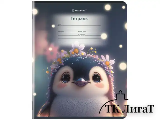 Тетрадь 12 л. BRAUBERG, косая линия, обложка картон, ЗВЕРУШКИ, 107289