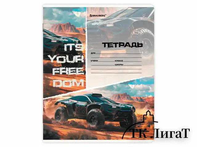 Тетрадь 24 л. BRAUBERG, клетка, обложка картон, AUTO-MOTO, 107307