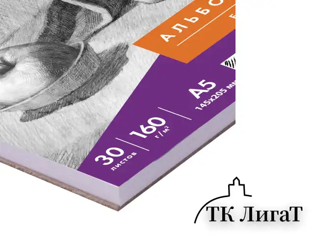 Скетчбук, белая бумага 160 г/м2, 145х205 мм, 30 л., гребень, жёсткая подложка, BRAUBERG ART DEBUT, 110989