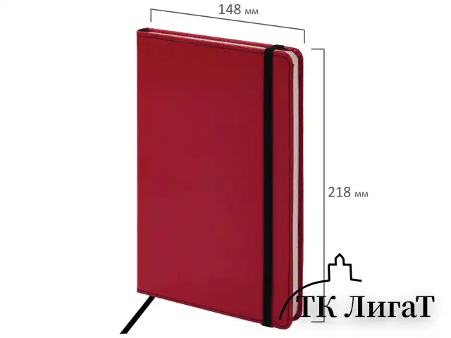 Блокнот А5 (148x218 мм), BRAUBERG "Office", под кожу, 80 л., резинка, клетка, красный, 111030