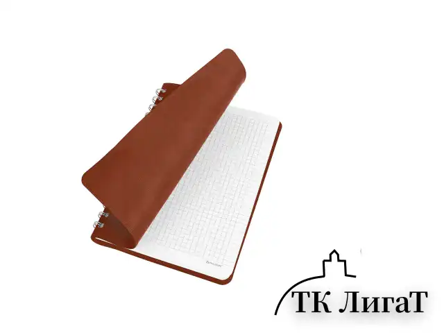 Тетрадь А5 (148x218 мм), BRAUBERG "Office PRO", гибкая, под кожу, гребень, 80 л., коричневая, 111044
