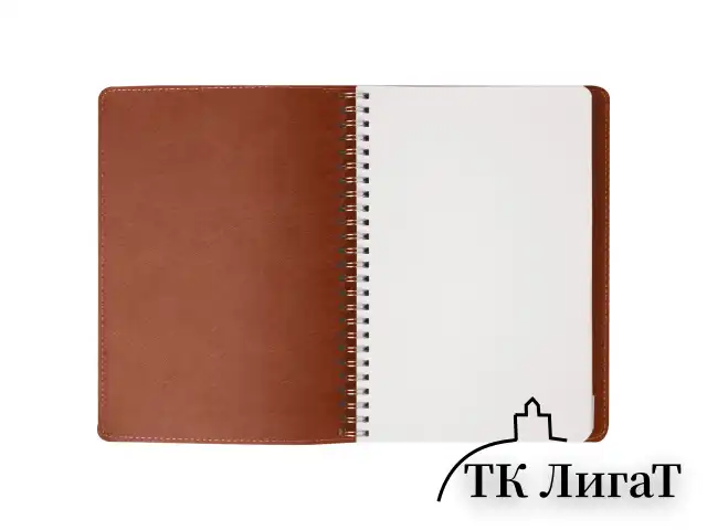 Тетрадь А5 (148x218 мм), BRAUBERG "Office PRO", гибкая, под кожу, гребень, 80 л., коричневая, 111044