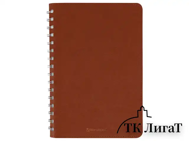 Тетрадь А5 (148x218 мм), BRAUBERG "Office PRO", гибкая, под кожу, гребень, 80 л., коричневая, 111044