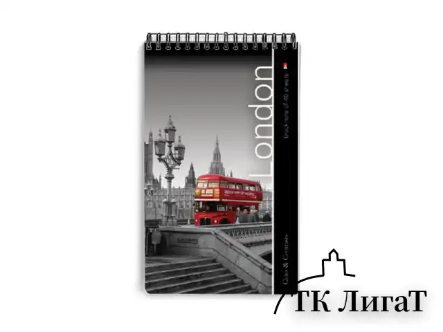 Блокнот А5, 40 л., гребень, ламинированный картон, клетка, Альт, "Города", (5 видов), 3-40-463