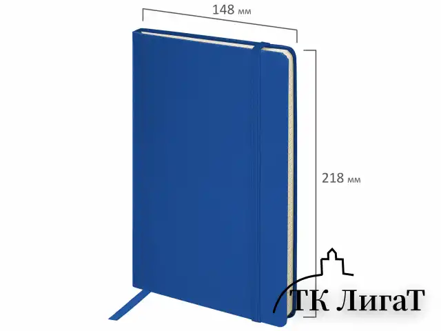 Блокнот А5 (148x218 мм), BRAUBERG "Metropolis", балакрон, 80 л., резинка, клетка, синий, 111582