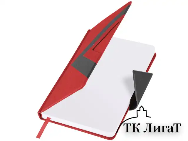 Ежедневник недатированный А5 138x213 мм BRAUBERG "Waves" под кожу, застежка 160 л., красный/черный, 111874
