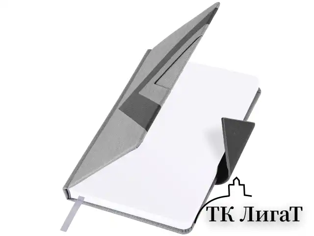 Ежедневник недатированный А5 138x213 мм BRAUBERG "Waves" под кожу, застежка 160 л., черный/серый, 111875
