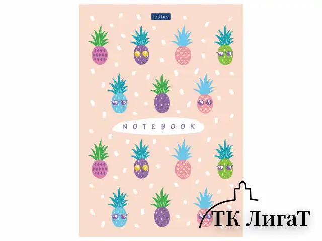 Блокнот А5 145х210 мм, 50 л., склейка, обложка картон, в точечку, HATBER "Premium", "Pineapple", 50Б5лA9к