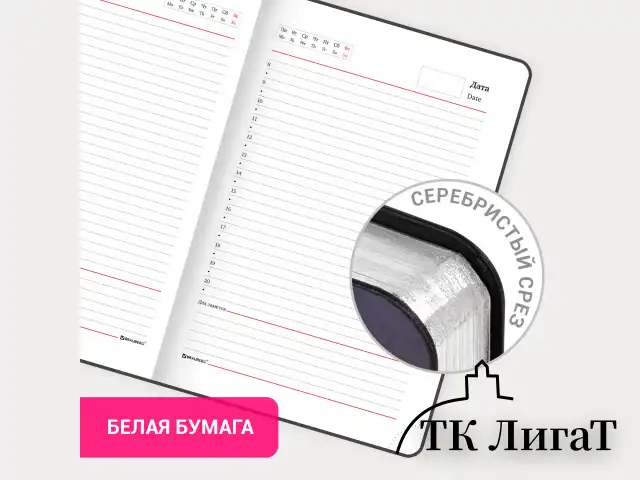 Ежедневник недатированный А5 (138х213 мм), BRAUBERG VISTA, под кожу, гибкий, 136 л., "SpaceX", 111994