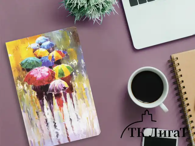 Ежедневник недатированный А5 (138х213 мм), BRAUBERG VISTA, под кожу, гибкий, 136 л., "Watercolour rain", 112005