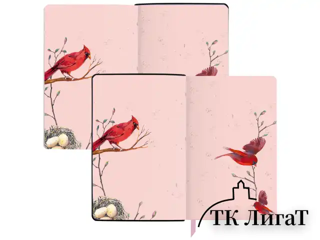 Ежедневник недатированный А5 (138х213 мм), BRAUBERG VISTA, под кожу, гибкий, 136 л., "Birds", 112021