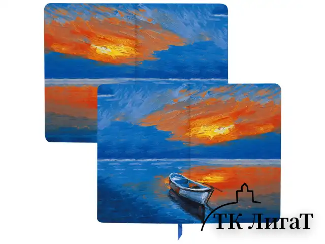 Ежедневник недатированный А5 (138х213 мм), BRAUBERG VISTA, под кожу, гибкий, 136 л., "Sunset at sea", 112041