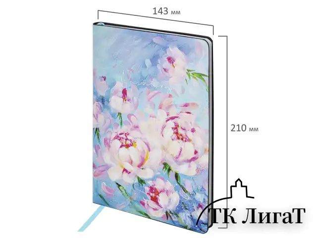 Блокнот А5 (143x210 мм), BRAUBERG VISTA "Pink flowers", под кожу, гибкий, срез фольга, 80 л., 112075