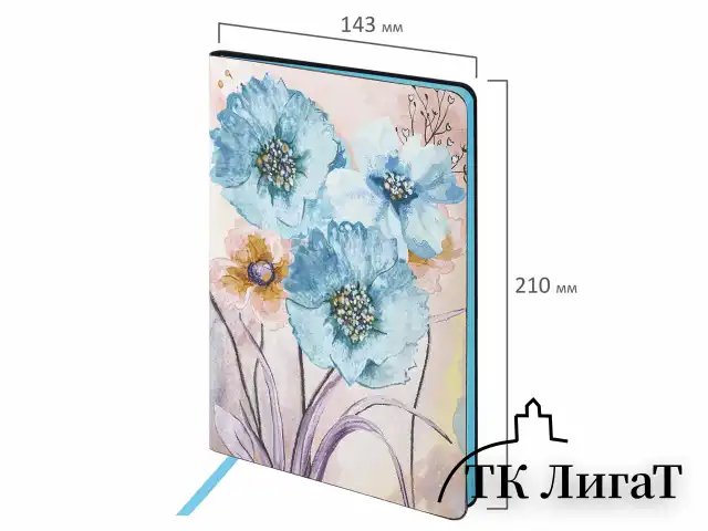 Блокнот А5 (143x210 мм), BRAUBERG VISTA "Delicate flowers", под кожу, гибкий, 80 л., 112077
