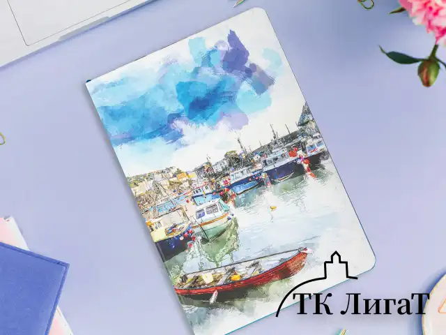 Блокнот А5 (143x210 мм), BRAUBERG VISTA "Bay of joy", под кожу, гибкий, 80 л., 112086