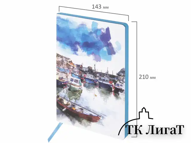 Блокнот А5 (143x210 мм), BRAUBERG VISTA "Bay of joy", под кожу, гибкий, 80 л., 112086