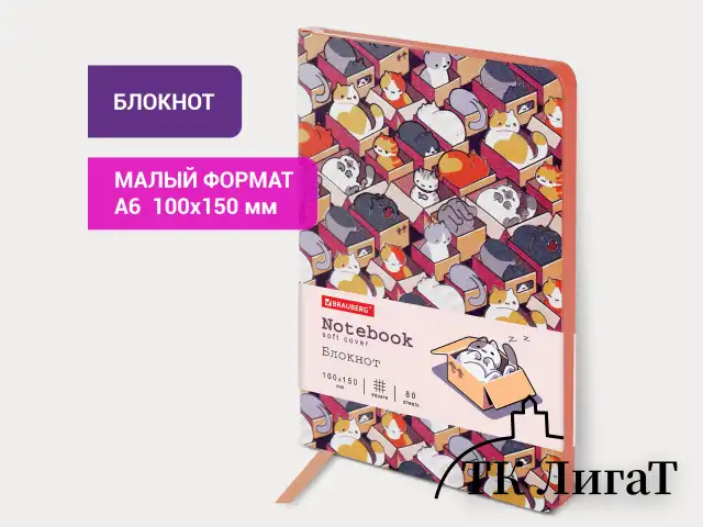 Блокнот МАЛЫЙ ФОРМАТ (100х150 мм) А6, BRAUBERG VISTA "Catopolis", под кожу, гибкий, 80 л., 112100