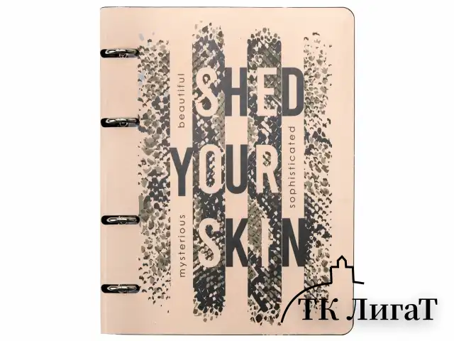 Тетрадь на кольцах А5 (180х220 мм), 80 листов, под кожу, клетка, BRAUBERG VISTA, Shed your skin, 112133