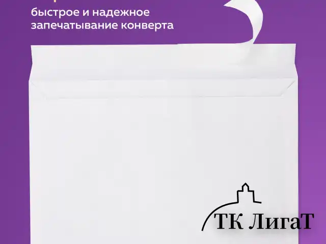 Конверты С4 (229х324 мм), отрывная лента, 100 г/м2, КОМПЛЕКТ 50 шт., BRAUBERG, 112184