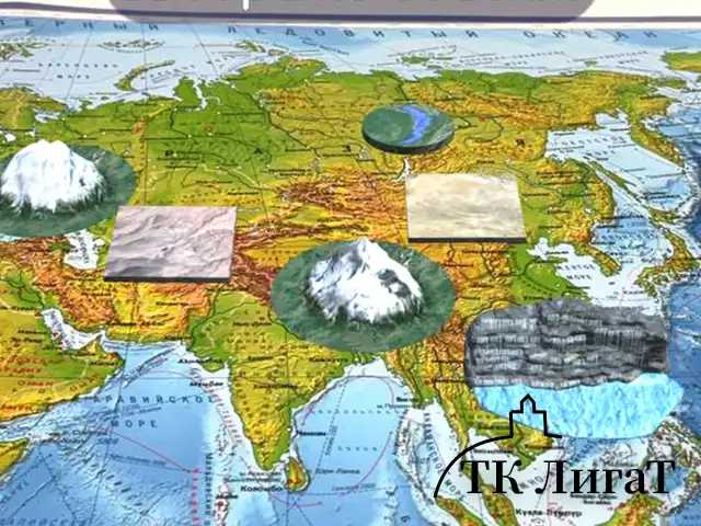 Карта мира физическая 120х78 см, 1:25М, с ламинацией, интерактивная, в тубусе, BRAUBERG, 112380