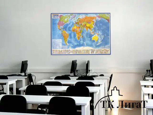 Карта мира политическая 117х80 см, 1:28М, с ламинацией, интерактивная, в тубусе, BRAUBERG, 112385