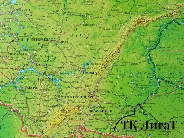 Карта России физическая 157х107 см, 1:5,5М, с ламинацией, интерактивная, в тубусе, BRAUBERG, 112399