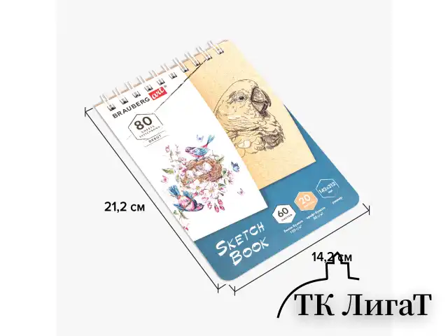 Скетчбук, белая бумага 120 г/м2 + крафт 80 г/м2 142х212 мм, 60 + 20 л., гребень, BRAUBERG ART DEBUT, 112981